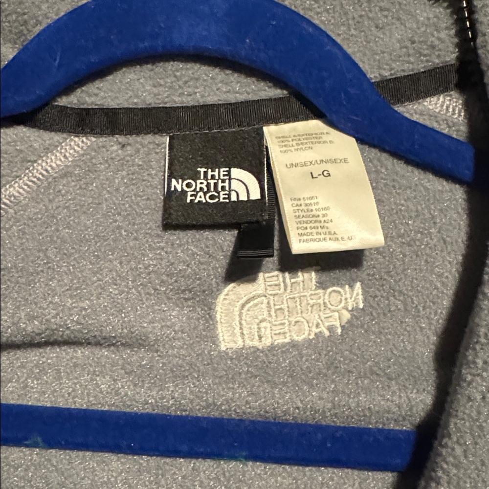 The North Face Men's Gray Fleece Jacket Full Zip Unisex Size L